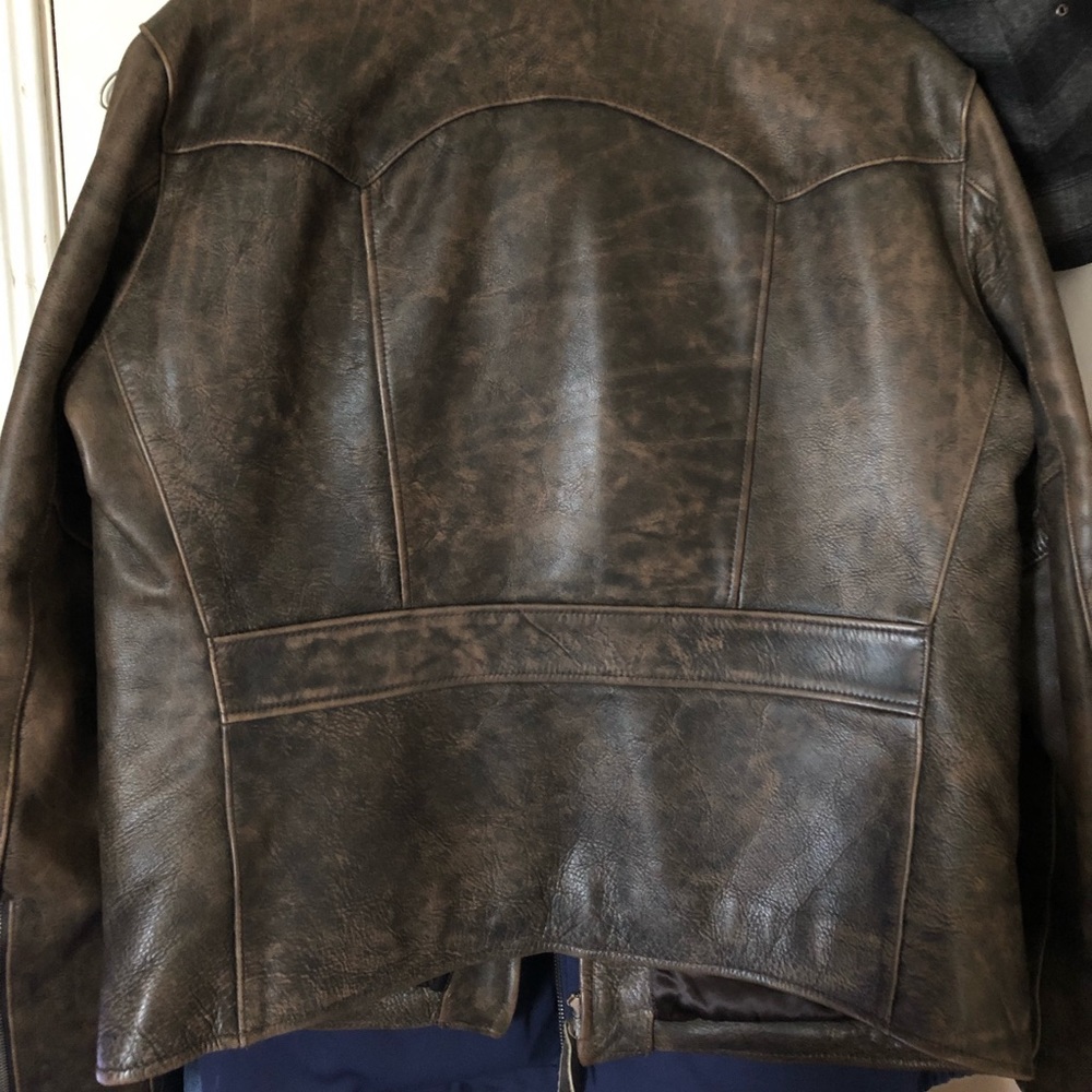 Ralph Lauren, RRL, Double R, Polo Men’s Leather Jacket Brown Vintage Style Cow - Picture 7 of 8